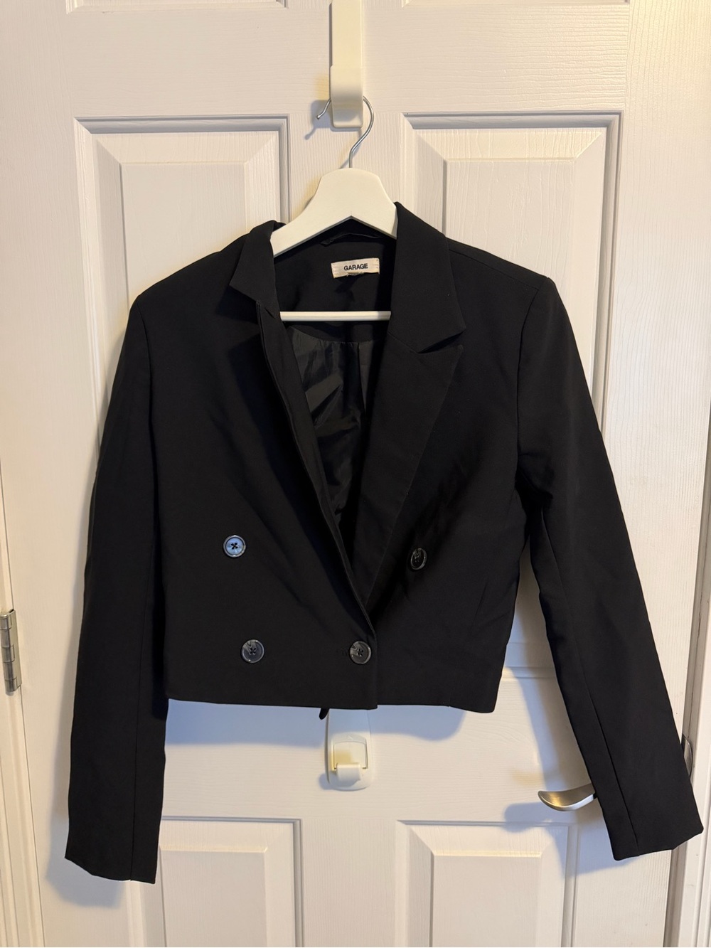 Garage Black Cropped Double-Breasted Blazer Jacket